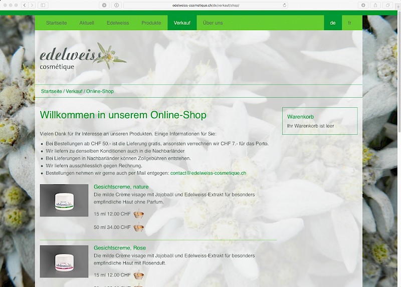edelweiss cosmétique shop