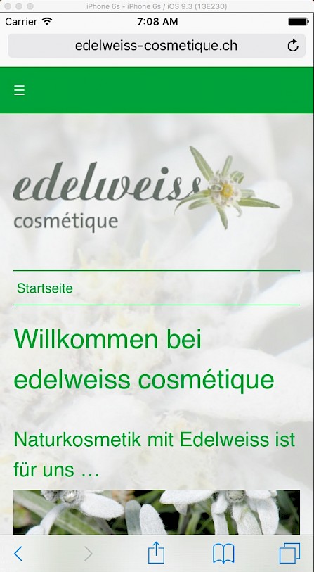 edelweiss cosmétique mobile Ansicht