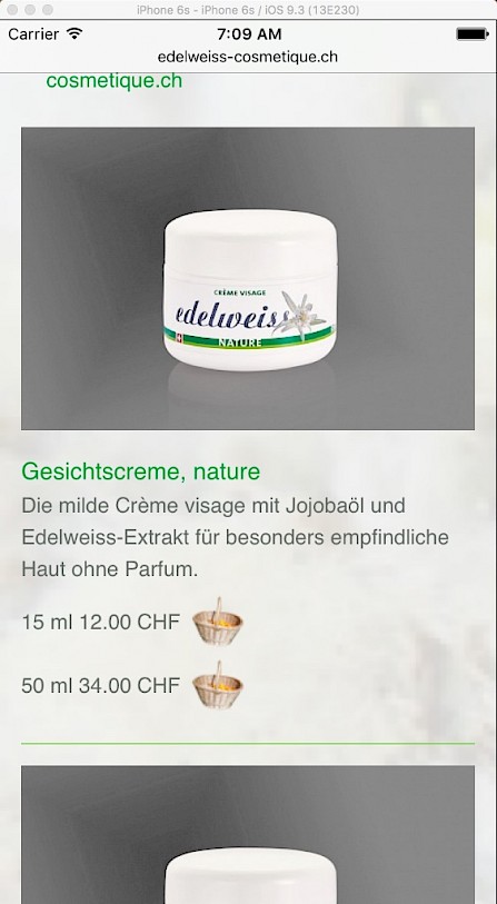 edelweiss cosmétique mobiler Shop